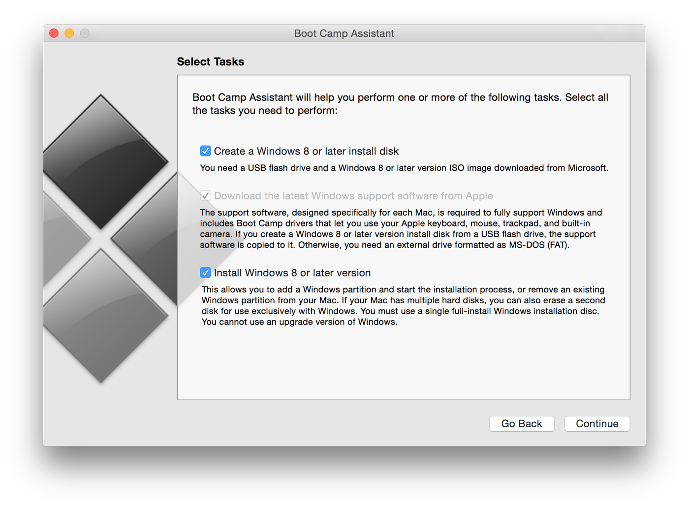 partition for a windows install on mac